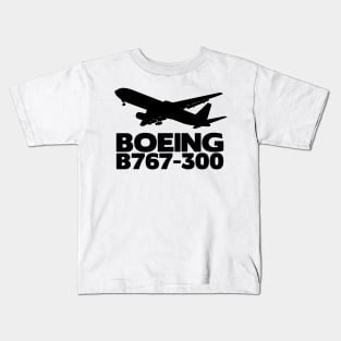 Boeing B767-300 Silhouette Print (Black) Kids T-Shirt